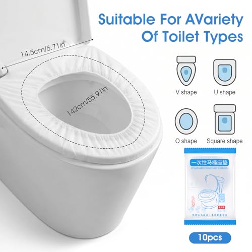 Thinp 10 Pcs Toilet Seat Covers Disposable, Portable Toilet Seat Mat for Travel Waterproof Toilets Seats Cushion for Travel Hotel Hospital (Individual Package, Universal)