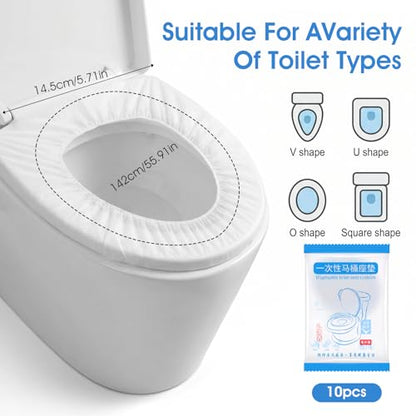 Thinp 10 Pcs Toilet Seat Covers Disposable, Portable Toilet Seat Mat for Travel Waterproof Toilets Seats Cushion for Travel Hotel Hospital (Individual Package, Universal)
