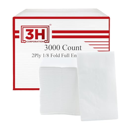 1/8 Fold White Dinner Napkins Disposable, 2-Ply 3000 Paper Napkins Bulk (20 Pack, 150/Pack), 7.1" x 4.1" Folded, Premium Servilletas for Restaurant, Catering & Everyday Lunch Refill - size: 3000 Ct 1/8-Fold
