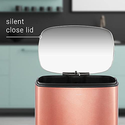 happimess Connor 2-Piece Stainless Steel Trash Can, Rose Gold - color: Rose Gold