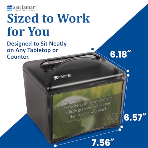 San Jamar Tabletop Napkin Dispenser – Restaurant Napkin Dispenser Mini Interfold with Insert Space for Cafes, Foodservice, Black Pearl - size: Universal