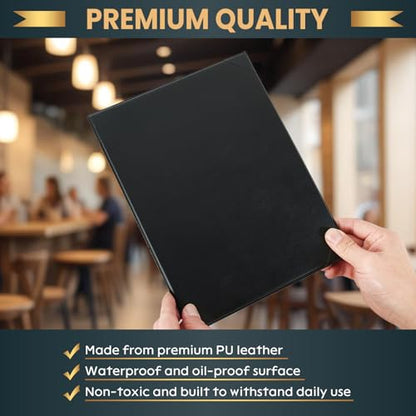 1 View 8.5" x 11" Menu Holder Menu Covers 20 Pack Black PU Leather