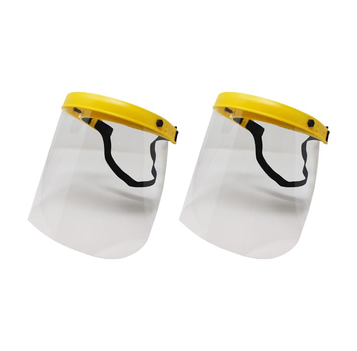 TITUS Safety Face Shield Spray Guard Visor Mask Sanding Grinding Polishing Adjustable ANSI PPE fit over Glasses Protection (2 PACK Yellow Face Shield) - style: 2 Pack Yellow Face Shield