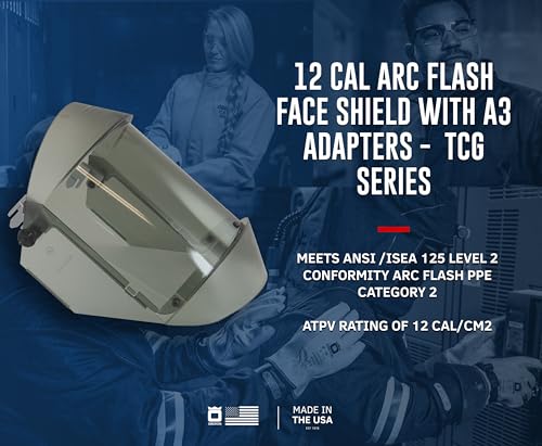 Oberon Arc Flash Face Shield - 12 Cal - Hard Cap and Adapter Options - TCG Series - size: 12 Cal, style: A3 Adapters