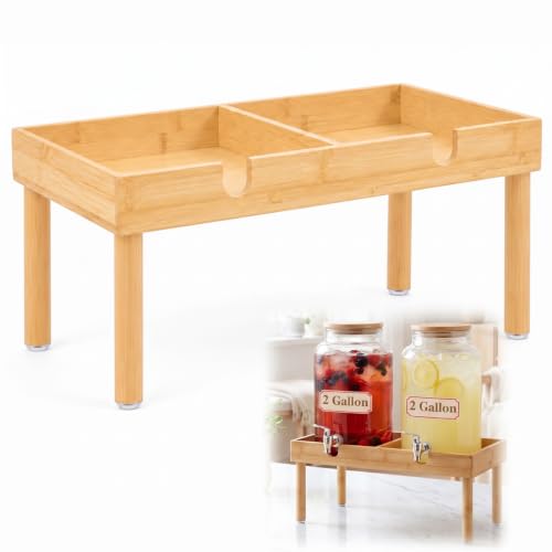 1-2 Gallon Bamboo Drink Dispenser Stand Beverage Dual Drink Stand for Party