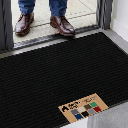 GORILLA GRIP Traffic Guard Indoor Outdoor Heavy Duty Door Mat, 47x35 Black - color: Black, size: 47" X 35"