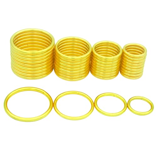 40pcs 4 Sizes O Rings Welded Strong Metal Heavy Duty Round Ring for Pet Collars Buckle Belts Strap Webbing Sewing - color: Gold Assorted in 4 Sizes 40pcs