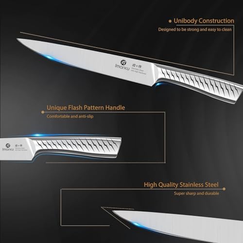 imarku 14-Piece Kitchen Knife Set with Block, High Carbon Stainless Steel - color: Silver Black, size: 14 Pcs