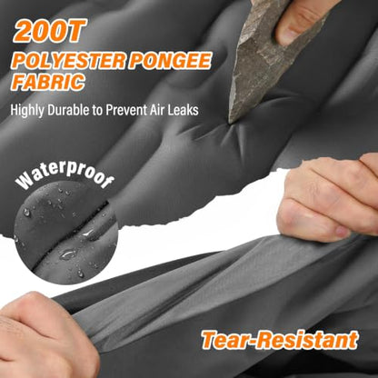 Camping Sleeping Pad, 6 inch Thick Ultralight Camping Mat with Pillow, Built-in Foot Pump Inflatable Sleeping Pads Compact for Camping Backpacking Hiking Traveling Tent,Single,Gray - color: Grey