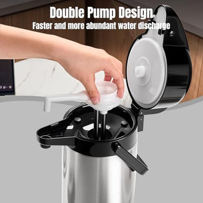 Coffee Carafe, Insulated Airpot Coffee Dispenser with Pump, 2.5L - color: Stainless Steel Color