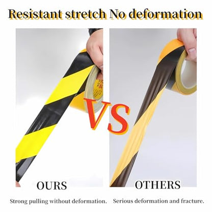 3 Inch x 110FT Black and Yellow Safety Tape, Hazard Tape, Warning Tape, Caution Tape Roll, Floor Marking Tape for Gymnasium, Walls, Floors, Pipes and Equipment in Construction Sites & Hazardous Areas - size: 3Inch*110ft