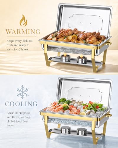 4 Pack 9QT Rectangular Chafing Dishes for Party Buffet Warmers with Lid