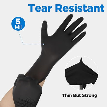 5 Mil 1000Pcs Food Grade Disposable Nitrile Gloves XL - color: Black (1000 Pcs), size: X-Large