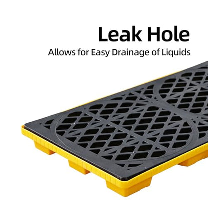Drum Spill Containment Pallet | 2000Lbs Heavy-Duty Leakproof Tray with Forklift Pockets | 48"x24"x4" for Garage Basement Industrial Storage