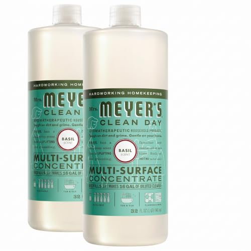 MRS. MEYER'S CLEAN DAY Multi-Surface Everyday Concentrate, Basil Scent, 32 Fl Oz Bottle (Pack of 2) - size: 32 Fl Oz (Pack of 2)
