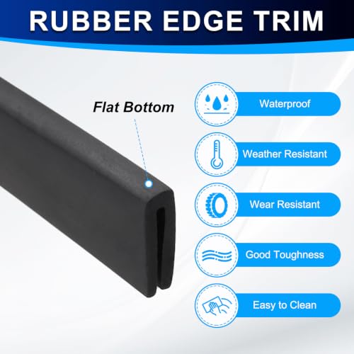 PATIKIL U Channel Rubber Edge Trim 8.2Ft Long for 1/64"–3/64" Thick Edge - size: 8.2Ft L x 5/32" W, 3/64" Slot