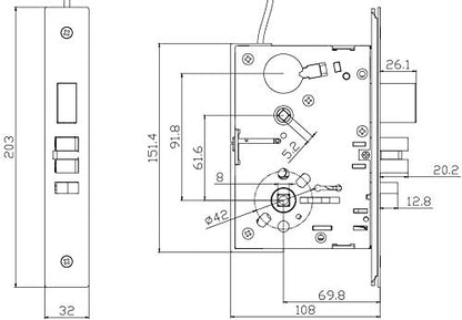Heavy Duty Modern Mortise Lock Stainless Steel for Classroom Door F05 - color: Rose / Classroom