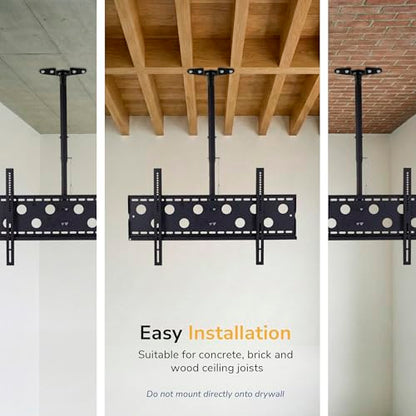 Mount-It! Ceiling TV Mount for 42–98 Inch TVs – Full Motion Swivel, Tilt & Height Adjustable Bracket, 220 lb Heavy-Duty Capacity, VESA 800x450, Sloped Ceilings & Corners – Home & Commercial Use - size: Large Single