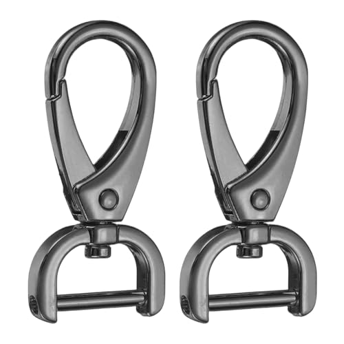 HARFINGTON 2Pcs Detachable Snap Hook Swivel Clasp 5/8" D Ring with Swivel Lobster Claw Clasps Hook for Purse Strap Keychain Bag DIY Craft, Gunmetal - color: Gunmetal, size: 5/8"