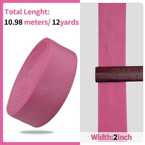 2" Deep Pink Wide Webbing Straps 12yd for Lawn Chair,Bag &Sewing - color: Deep Pink 30