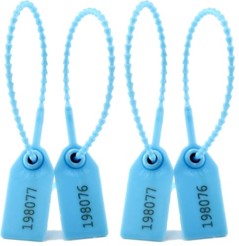 Plastic Tamper Seals, Zip Ties for Fire Extinguishers Pull Tite Security Tags Numbered Disposable Self-Locking Signage Tie 250mm Length (100 PCS, Light Blue) (Pack of 2) - color: Blue, size: 100 PCS (Pack of 2)