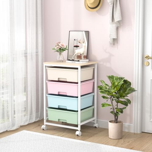 SYKIARIOL Rolling Cart with Drawers, 4-Drawer Utility Cart, Rainbow - color: Rainbow