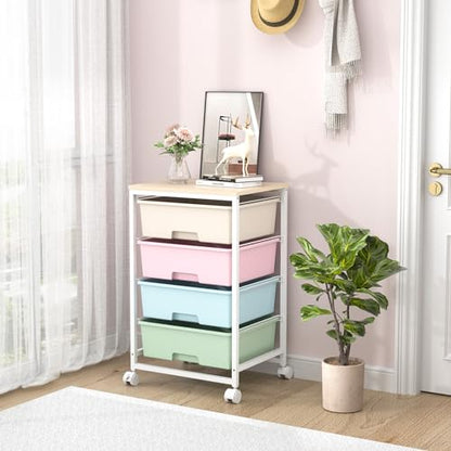 SYKIARIOL Rolling Cart with Drawers, 4-Drawer Utility Cart, Rainbow - color: Rainbow
