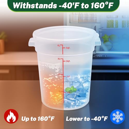 4 Pack 4Qt Round Polypropylene Food Storage Container with Lids Scale - color: 4 Quarts