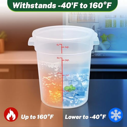 4 Pack 4Qt Round Polypropylene Food Storage Container with Lids Scale - color: 4 Quarts