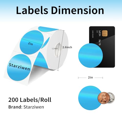 2 Inch Round Holographic Thermal Labels, Waterproof Direct Thermal Stickers, Self-Adhesive Circle Label for Small Business DIY Logo QR Code, Blue (200 Pcs/Roll) - color: Holographic Blue, size: 2 Inch