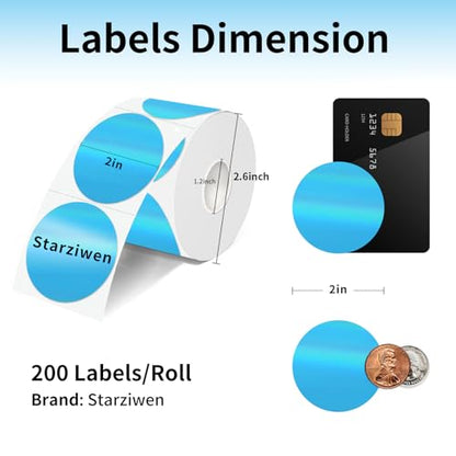 2 Inch Round Holographic Thermal Labels, Waterproof Direct Thermal Stickers, Self-Adhesive Circle Label for Small Business DIY Logo QR Code, Blue (200 Pcs/Roll) (Pack of 2) - color: Holographic Blue, size: 2 Inch (Pack of 2)