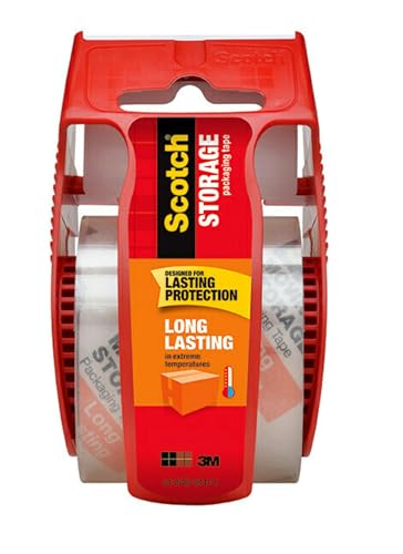 Scotch Long Lasting Storage Packaging Tape with Dispenser, 1.88 in x 22.2 yd, Clear, 1 Roll – UV Resistant, Strong Adhesive for Secure Sealing - size: 1 Roll