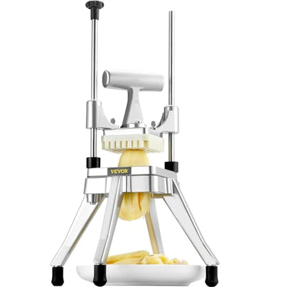 VEVOR Commercial Vegetable Fruit Chopper, Stainless Steel French Fry Cutter w/ 4 Blades 1/4" 3/8" 1/2", Vegetable Chopper Dicer w/Stainless Bowl, Heavy Duty Cutter for Potato Tomato Onion Mushroom - size: 1/4" + 3/8" + 1/2" + 6-Wedge Slicer