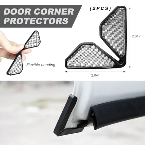 DXNQ 2 PCS Car Door Corner Protector Edge Guards, Real Carbon Fiber Anti-Collision Car Door Edge Protector, Self-Adhesive Decorative Auto Corner Protect, Vehicle Exterior Accessories (Silver) - color: Silver