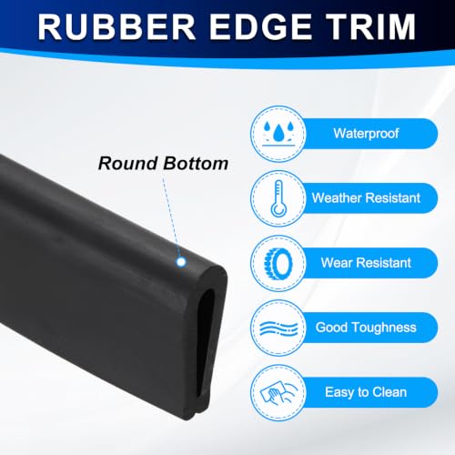 PATIKIL U Channel Rubber Edge Trim 3.3Ft Long for 5/64"–1/8" Thick Edge - size: 3.3Ft L x 5/16" W, 1/8" Slot