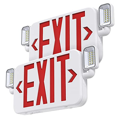 Exit Sign with Emergency Lights Battery Backup, Hardwire AC120/277V, 2PCS - size: 2Pack