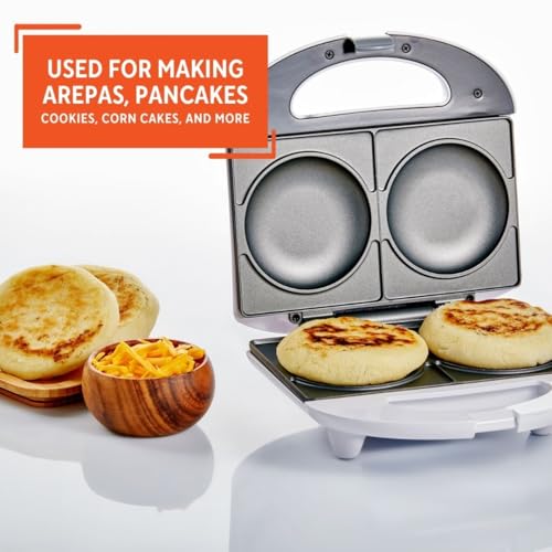 IMUSA 2 Slot Electric Arepa Maker Nonstick, White - size: 2 Slot, style: Arepa maker