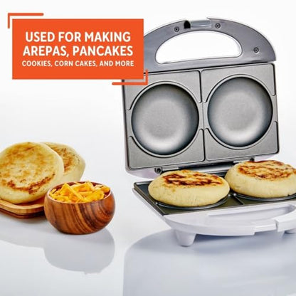 IMUSA 2 Slot Electric Arepa Maker Nonstick, White - size: 2 Slot, style: Arepa maker