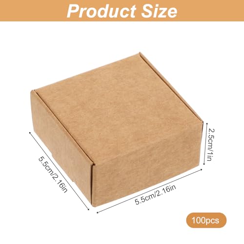 HekouJiub 100 Pcs Mini Cardboard Boxes, 2.16" x 2.16" x 1" Small Gift Boxes Brown Kraft Paper Packaging Boxes Foldable Shipping Box for Jewelry, Art Crafts, Small Business Packing, Party Favors - color: Brown