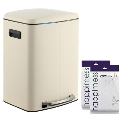 happimess Marco 10.6 Gal Double Bucket Step Trash Can, Limestone Beige - color: Limestone Beige