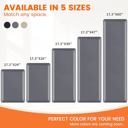 4/5 Inch Thicker Kitchen Mats Anti Fatigue Comfort Mat Standing Desk Rugs - color: Grey, size: 24"L x 17"W x 0.8"Th