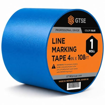 GTSE - Blue Vinyl PVC Floor Tape 4 inch x 108ft Safety Marking Tape - color: Blue, size: 4" x 108 ft
