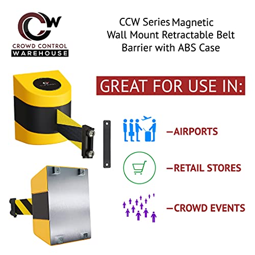Crowd Control Warehouse Magnetic Wall Mount Retractable Belt Barrier, 15 Ft