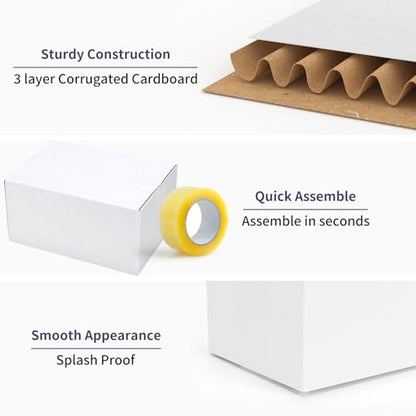 Shipping Boxes 8X8X8 Set of 25, White Corrugated Cardboard Box for Mailing Business Packaging - size: 8x8x8 Inches