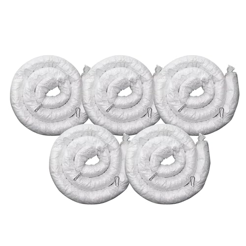 5 Pack Oil Absorbent Socks Oil Boom - Absorbs up to 8 Gallon (30L) per Sock 5" x 10' Polypropylene Oil-Only Absorbent Sock for Sumps, Drains and Basins, Easy to Store and use