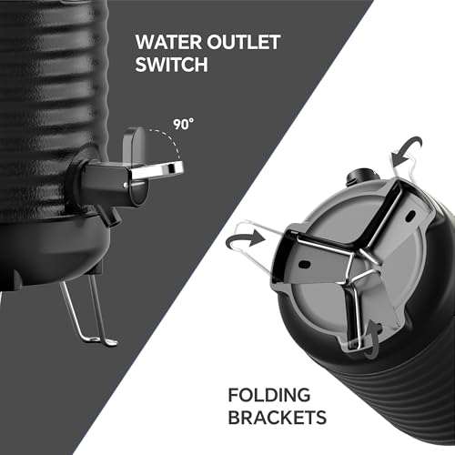 IDEUS Insulated Beverage Dispenser 1.4gal, Drink Container Black - color: Black for camping, size: 179.2 Ounces