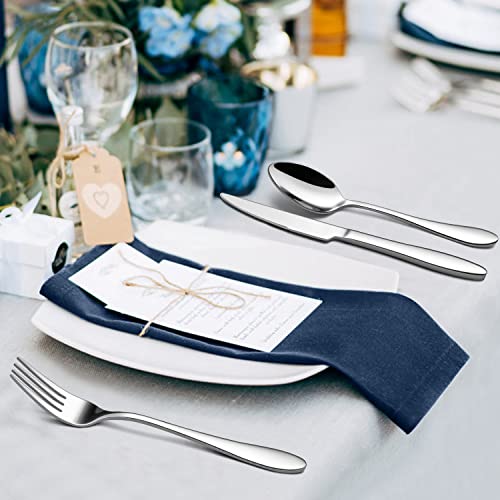 LIANYU 60 Piece Silverware Flatware Set for 12, Stainless Steel Cutlery Set - color: Silver