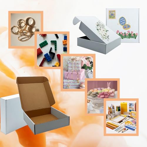 8x8x2 Inch Shipping Boxes Set of 25,White Corrugated Cardboard Mailers - size: 8x8x2 inches