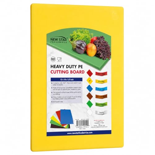 New Star Foodservice 12" x 18" Yellow Cutting Board - color: Yellow, size: 18"L x 12"W