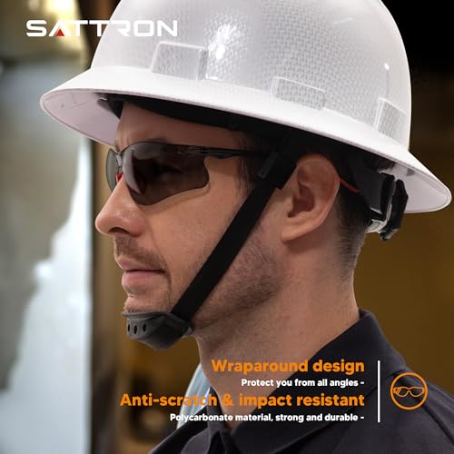 Safety Glasses Tinted 24 Pack, Protective Eyewear for Men Women UV Protection ANSI Z87.1, Safety Sunglasses Bulk Scratch Impact Resistant Eye Protection with Nose Pads for Construction Work Smoke - color: Gray Lens/Red Temples, size: 24 Pack
